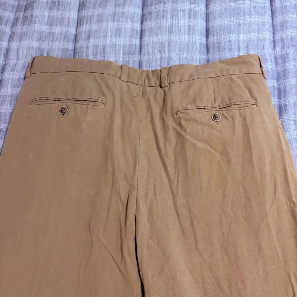 Tommy Bahama Flat Front Chino Pants Silk Blend Relaxed Mens 38x29 Tan Pre-owned
